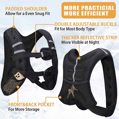 BITLIFUN Weighted Vest for Men Workout，Strength Training Weight Vest for Men and Women, Workout Equipment for Training,Running,Jogging,etc - 8lbs,12lbs,16lbs,20lbs,25lbs (30LBS (13.6KG), Black)