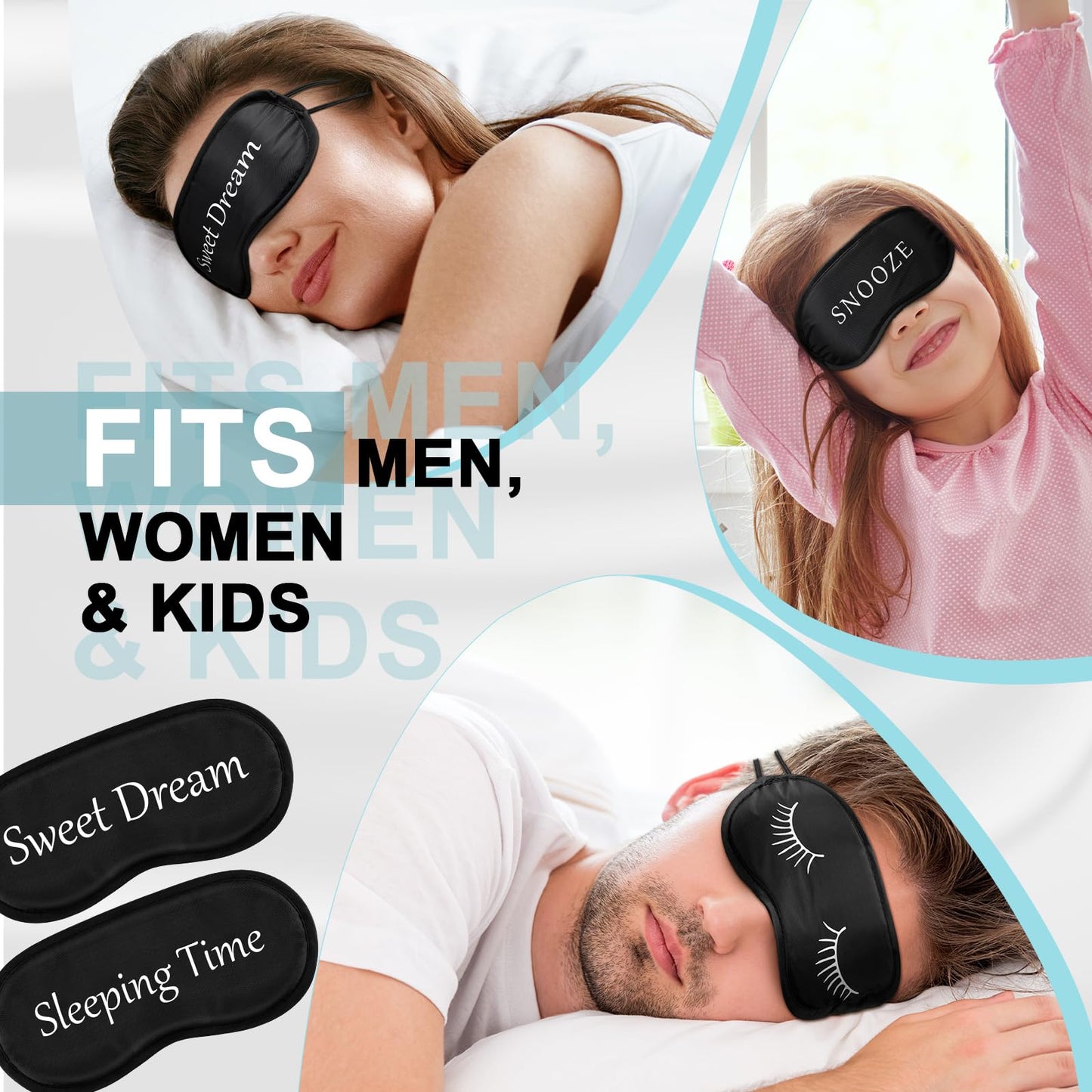 Eurzom 20 Pieces Funny Eye Sleeping Mask Bulk with Adjustable Strap Blackout Eye Sleep Mask for Night Blindfold Cover for Women Men(Black)