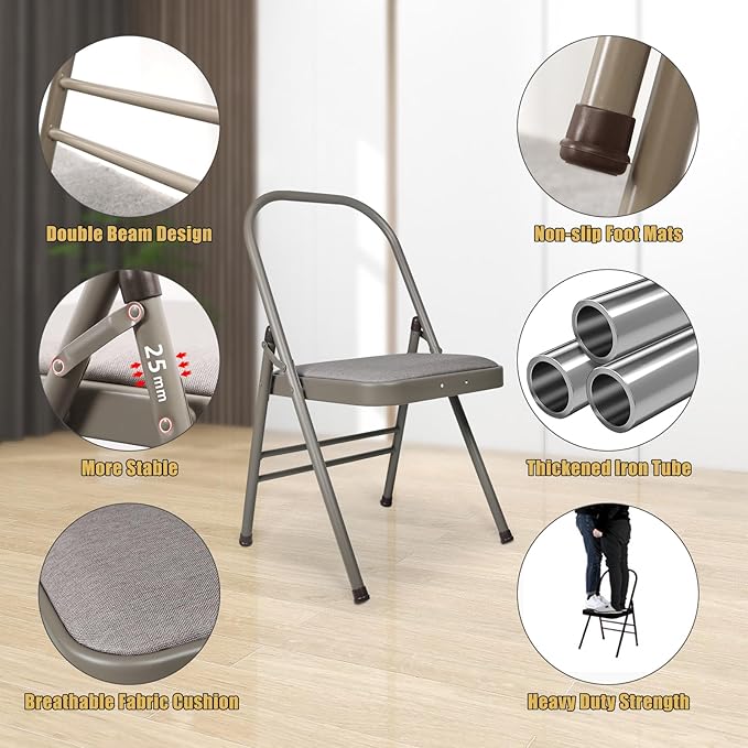 INNOLIFE Modern Minimalist Yoga Chair, Foldable & Space-Saving, 300 lbs Capacity, Grey