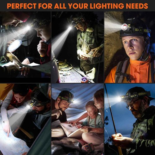 MAXME100® Long Throw Headlamp Rechargeable, 9000 mAh IP68 Head Lamp, High Lumen Headlamp, Led Headlamp for Hunting Camping, Head Light, Head Flashlight, Super Bright Motion Sensor USB C Adults