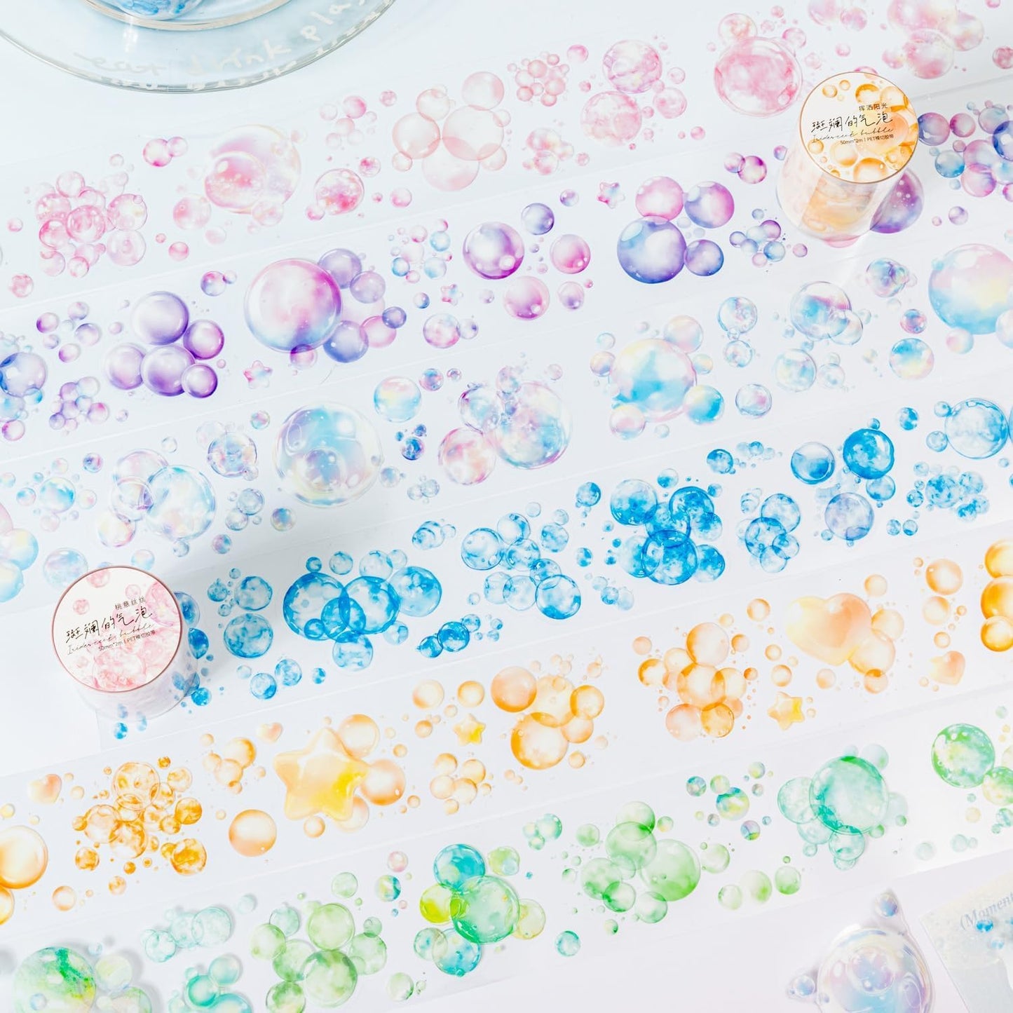 PET Tape Stickers for Journaling,6 Rolls Bubbles Tape for Scrapbooking,Journaling Supplies,Junk Journal,DIY Craft(Bubbles)