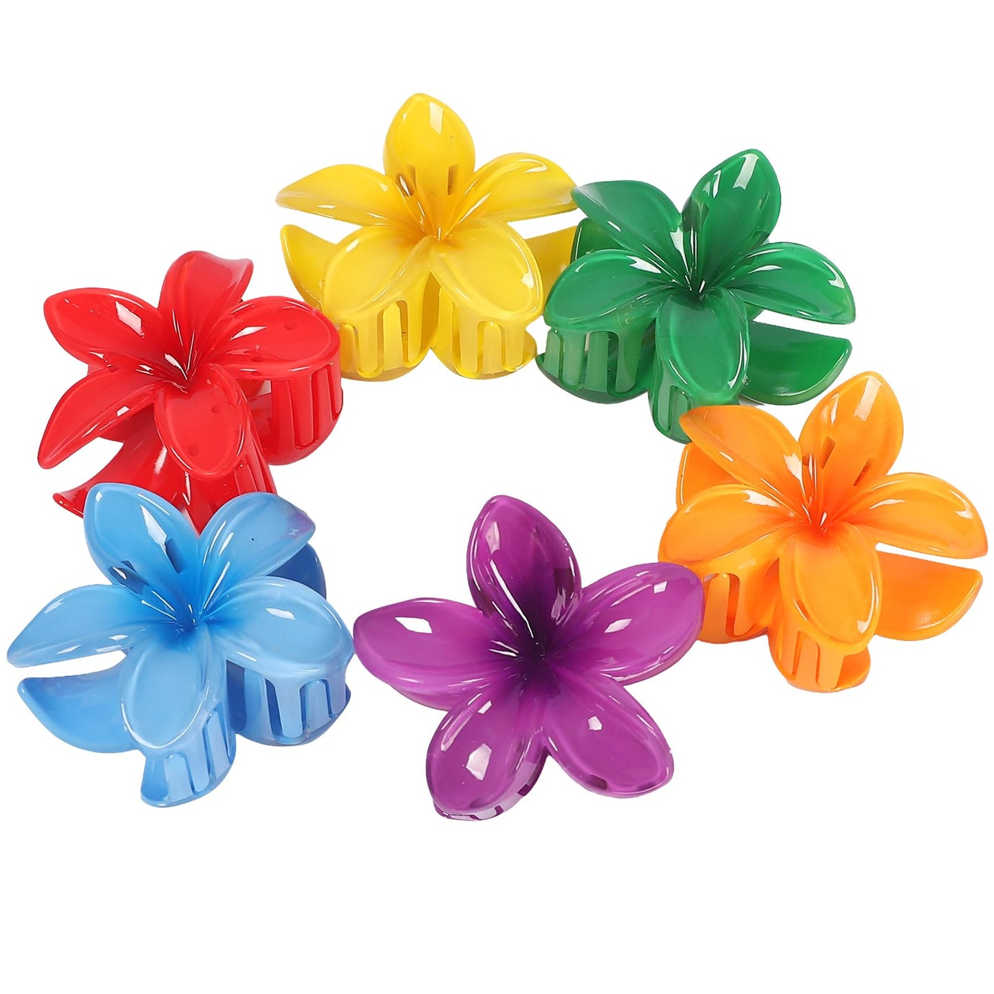 Sisiaipu Hawaiian Plumeria Hair Accessories - 6 Pack Large Claw Clips for Thick and Thin Hair, Beach Tropical Hair Clips for Wom