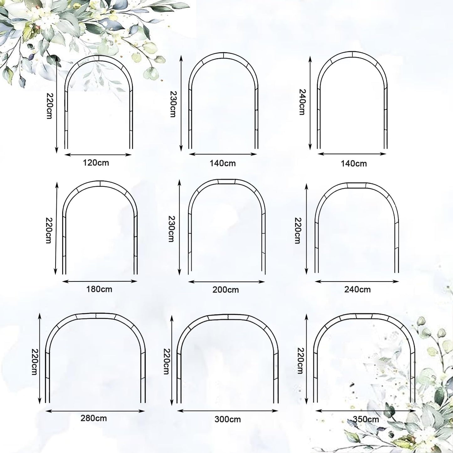 Metal Garden Arch Wedding Trellis for Climbing Plants Pergola Arbor for Roses & Various Flowers Bridal Party Backdrop Stand (Size: 140x240x40CM)