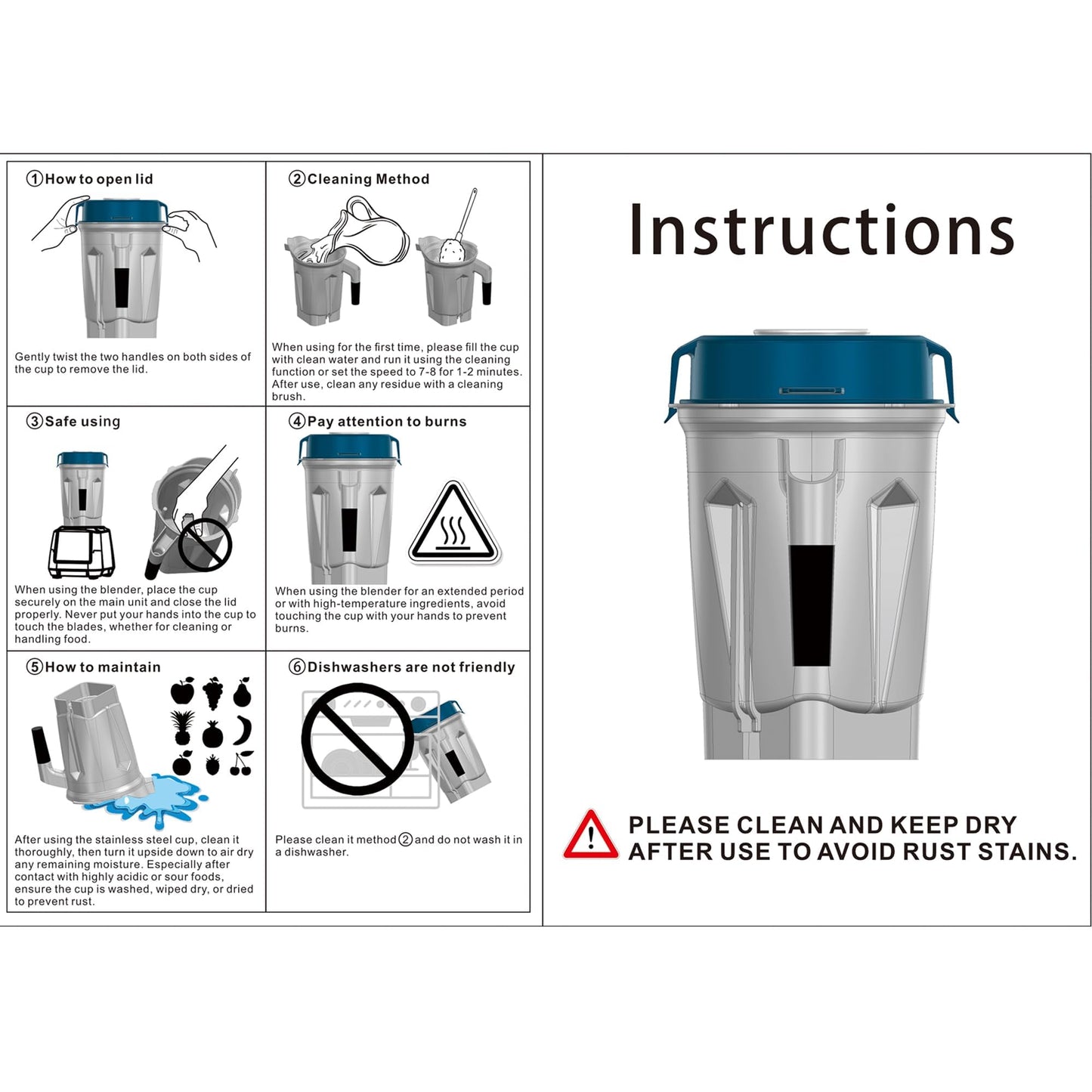 64oz Stainless Steel Container for Vitamix Blenders, Stainless Steel Blender Pitcher Compatible With Vitamix 5200 5000 6300 Vm0103 Vm0197 E310 A2500 Explorian Commercial Ascent etc Series