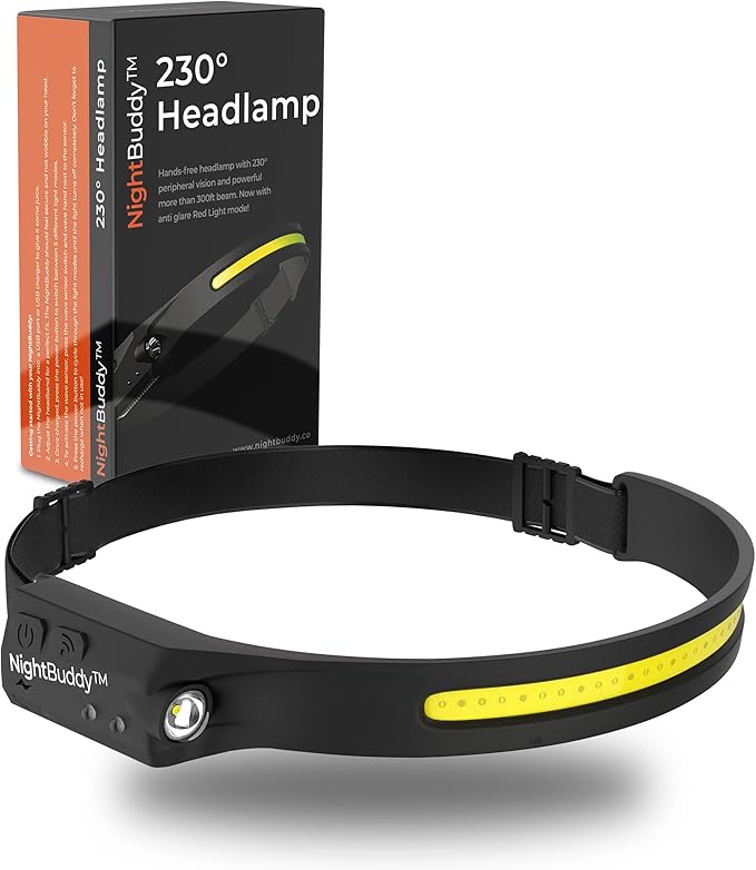 NightBuddy The Original LED Headlamp Rechargeable Flashlight for Adults Camping Essentials Backpacking Lights 4X Brighter ...