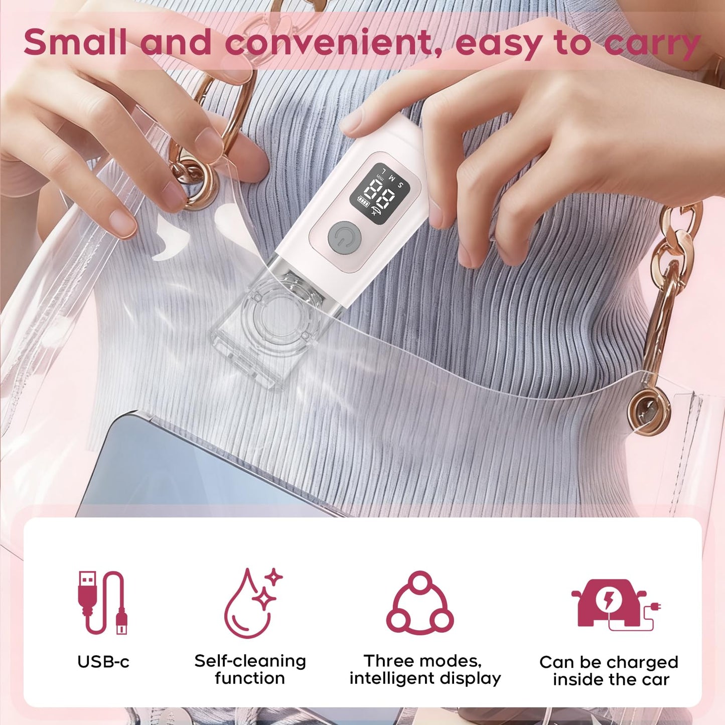 Smart Digital Display Portable Nebulizer for Adults and Kids, Portable Nebulizer with Tube, Mouthpiece and Mask - Rechargeable Nebulizer for Travel and Home Use, Take-Along Nebulizer for Kids -04
