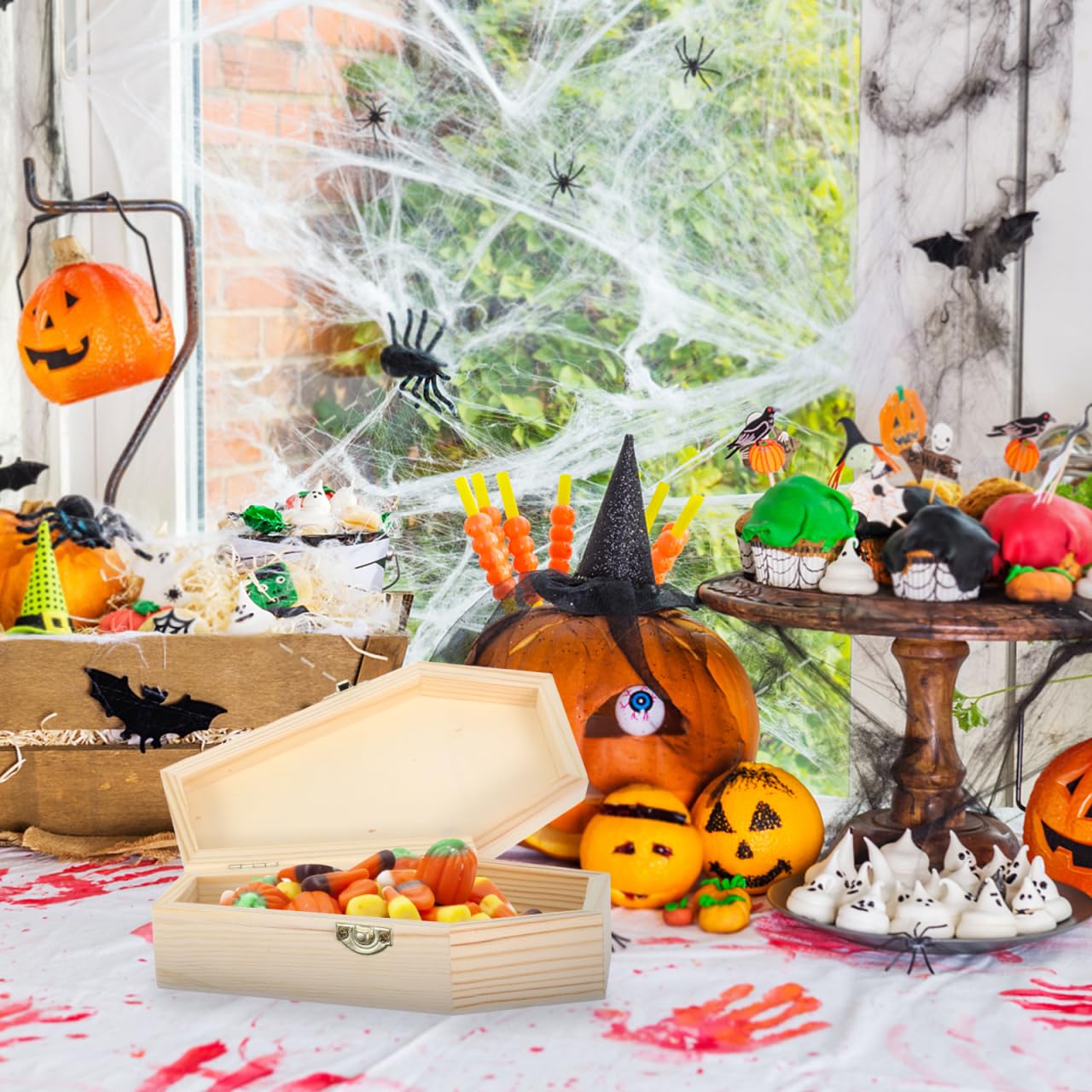 Zerodeko Coffin Shaped Jewelry Box Lightweight Portable Wooden Storage Case Halloween Decorations and Gift Box for Earrings Necklaces and Treats Classic Gothic Design for Home and Parties