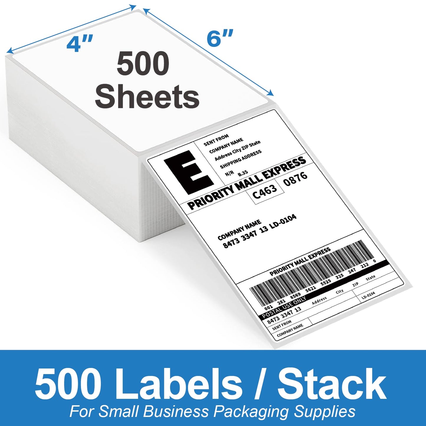 4x6 Thermal Labels 500/Stack, HUOJI Shipping Thermal Labels 4x6 Fanfold Compatible with Rollo, Zebra, MUNBYN Printers (Commercial Grade)