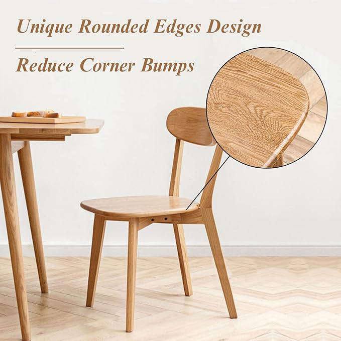 Bamskov 100% Solid Oak Wood Dining Room Chairs - Practical Kitchen Chairs - Wood Chair for Dining Room, Kitchen (1, Natural)