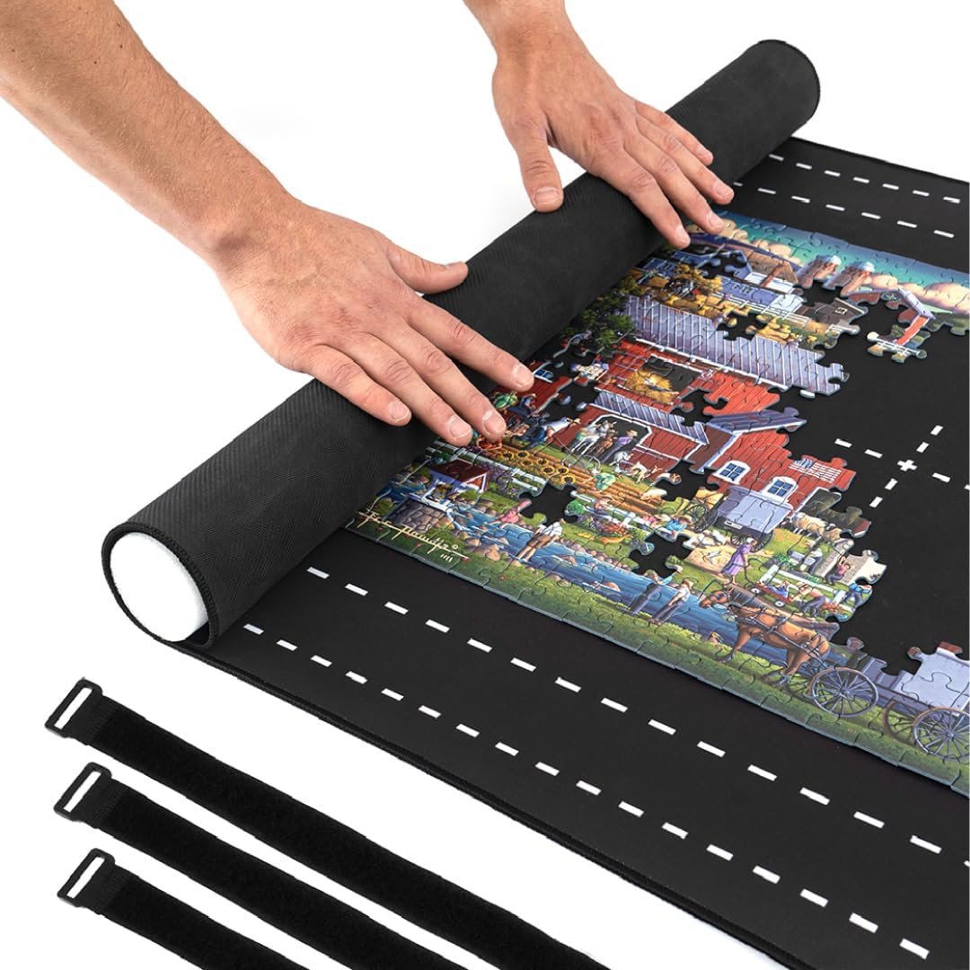 Puzzle Mat for Jigsaw Puzzle Fits 1500 1000 500 Piece Puzzles Roll-Up Puzzle Mat for Adults Kids Storage & Transport by Amuzi