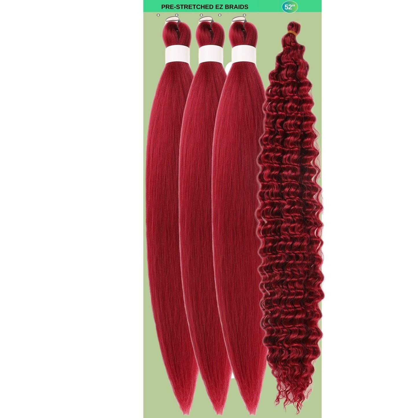Dark Red Braiding Hair Pre stretched for Boho Braids Pre stretched Boho Braiding Hair