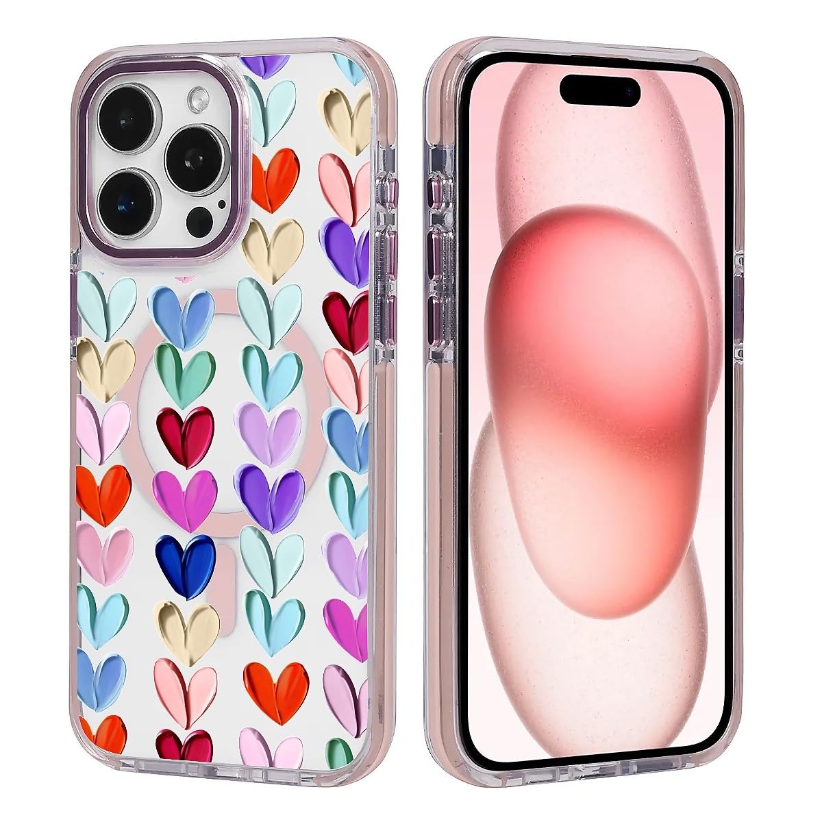 Tamefox For Iphone 13 Pro Max Clear Case, Campatible With Magsafe,Oil Painted Heart Soft Tpu Slim Magnetic For Women Girl Protec