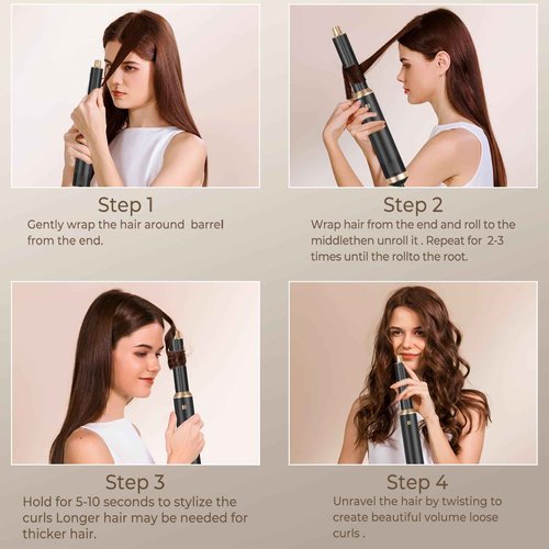 Hair Dryer Brush 5 in 1, Negative Ion Blow Dryer Brush Set Upgrade Hot Air Brush As A Gift for Straight/Curl/Drying/Smoothing Air Styler Curling Wrap Air Curler, Curling Iron Hair Styling Tools