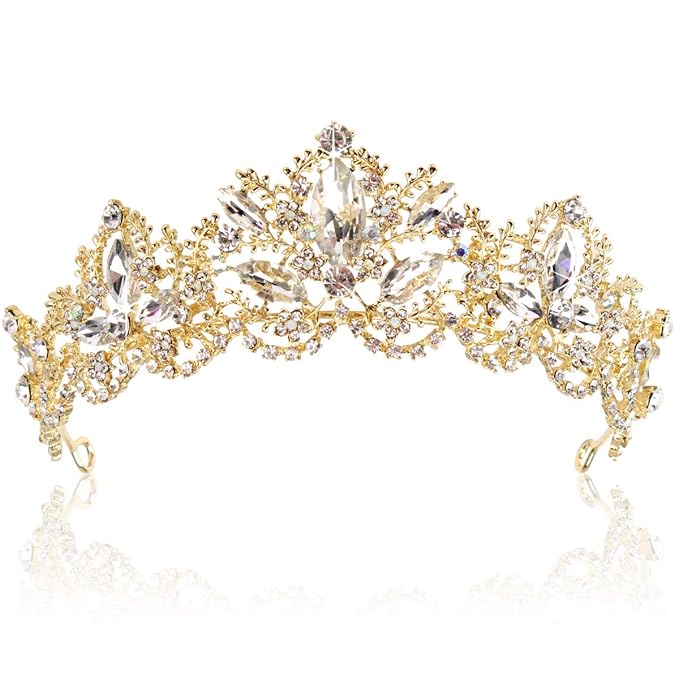 Exacoo Gold Tiara Wedding Tiaras and Crowns for Women,Rhinestone Queen Women Princess Crown Birthday Headbands Prom Bridal...