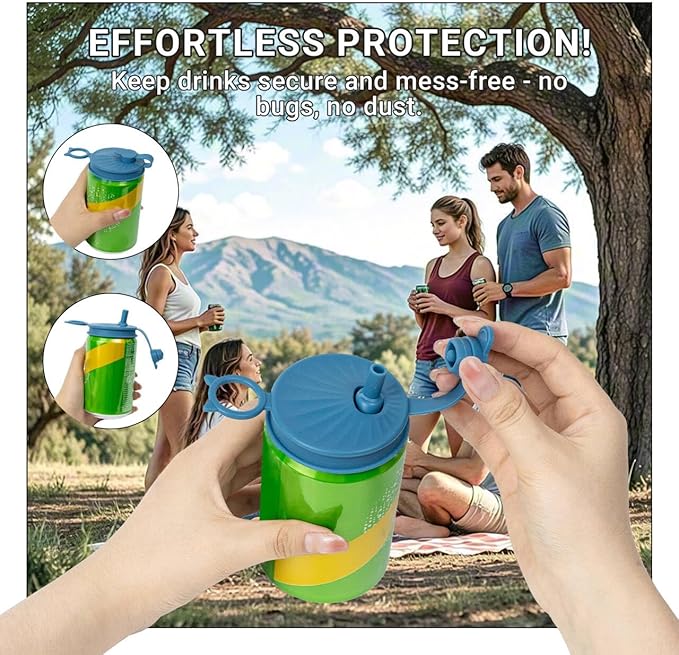 Yuoyar 8 Pcs Silicone Soda Can Lids with Straw - Reusable can covers for soda - Can Toppers to Keep Carbonation