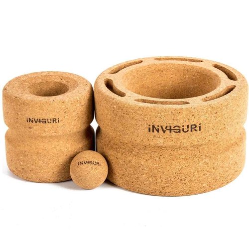 Inviguri Roller Yoga Wheel for Back & Neck Pain, Withstands Heavy Weight, with Spinal Groove, Medium to Deep Pressure for Heavy Duty Foam Rolling, Made from Natural Cork