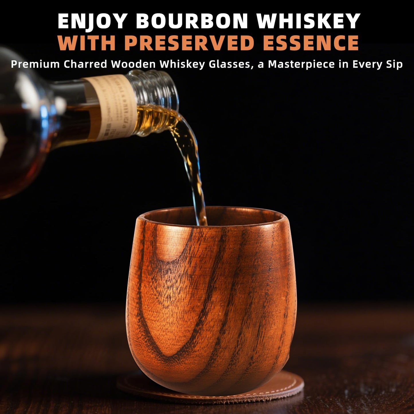 DIAFA Wooden Whiskey Drinking Glass,Bourbon Gifts for Men and Brother, Anniversary Birthday Gift,Set of 2 Old Fashioned Bourbon Glasses