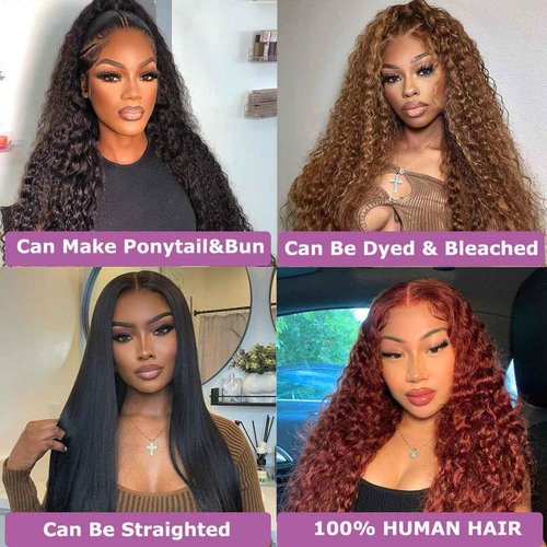 IAMFUPO 24 Inch 13x6 Lace Front Wigs Human Hair 200 Density Deep Wave Lace Front Wigs Human Hair 13x6 Deep Wave HD Frontal Wigs for Women Pre Plucked (13x6 Deep Wig, 24 Inch)