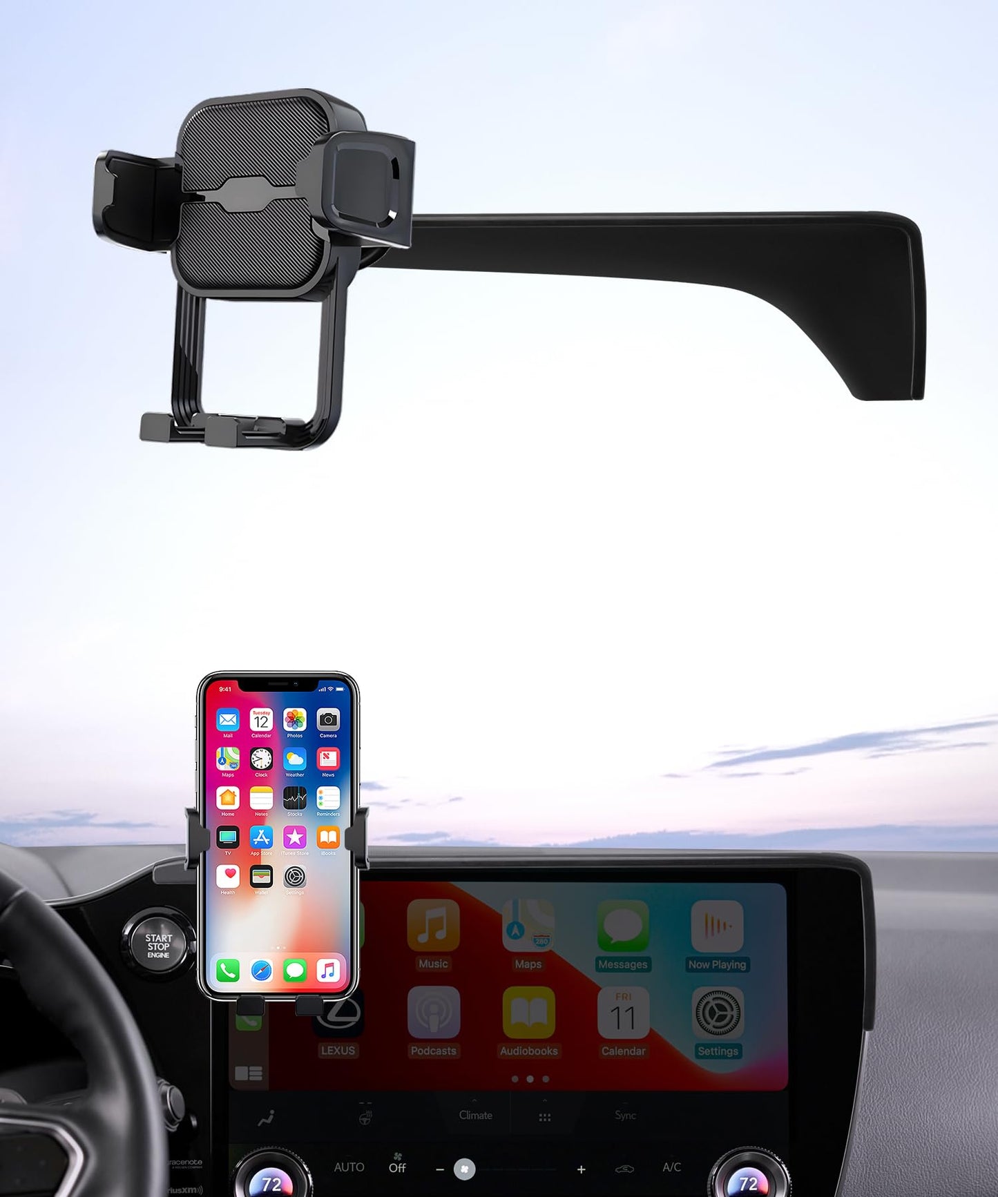 Masergogo Car Phone Holder For 2022-2025 Lexus Nx/Nx Hybrid, 360 Rotation, 14 Inch Screen Fixed Clip, Auto Accessories Navigatio