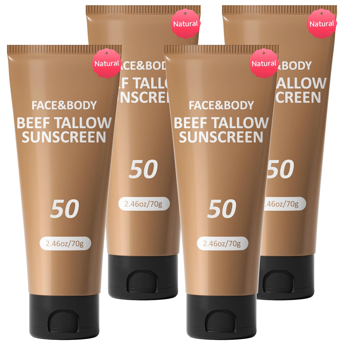 Beef Tallow Sunscreen, Sunscreen for Face, Natural Reef Safe Sunblock for Face Body, Non Greasy Clean Travel Sun Screen Sunblock