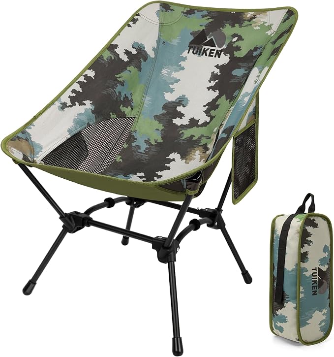 TUIKEN Ultralight Camping Chair Backpacking Chair, Portable Camp Chair with Cup Holder & Storage Bag, Lightweight Compact ...