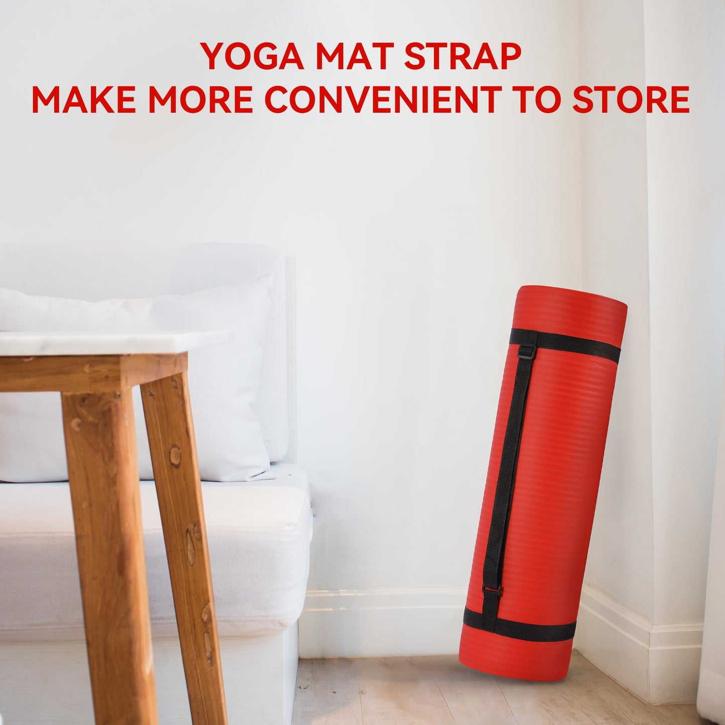 Fitvids 1/2-Inch Thick High Density Foam Exercise Yoga Mat with Carrying Strap, For Cushioning The Body Against Hard Floors, Red