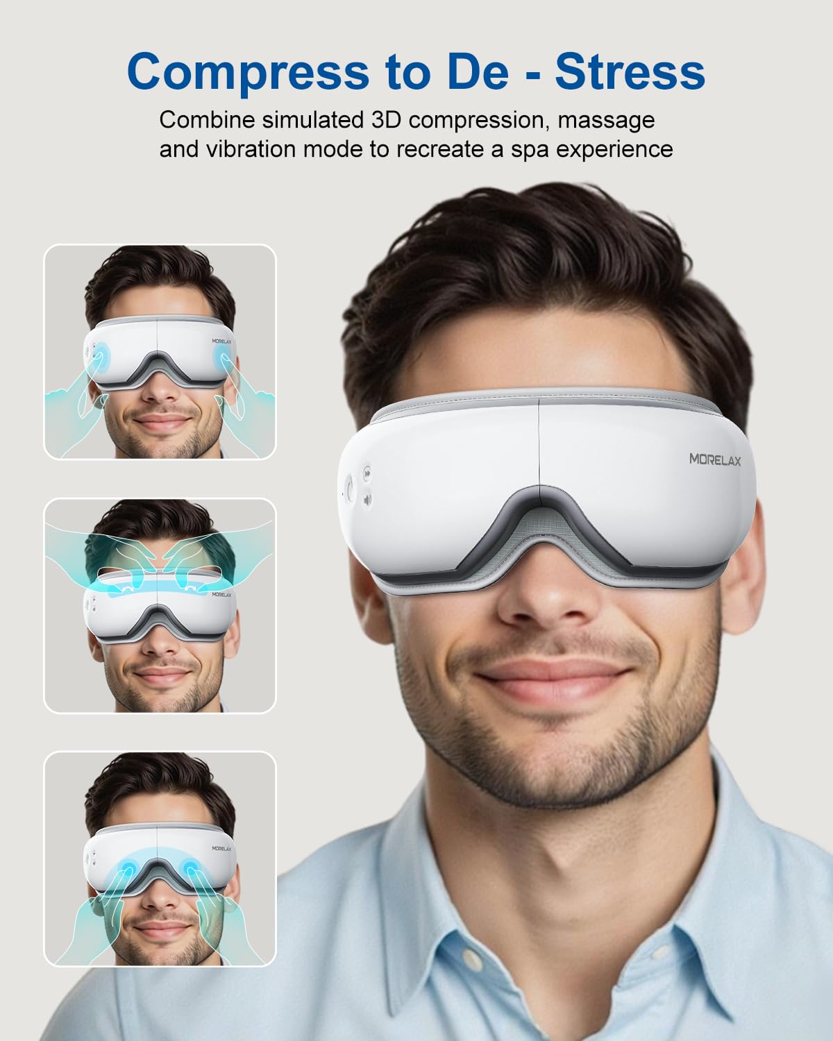Morelax Eye Massager with Heat & Bluetooth Music, Birthday Gifts for Women, Reduce Eye Strain, Headache Relief and Improve Sleep, Eye Care Device for Migraine