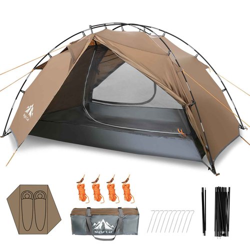Night Cat Backpacking Tent 2 Person Lightweight Hiking Camping Tent with Foldable Pole, Double Layers Waterproof Fast Setup Ultralight Tent - 2 Doors