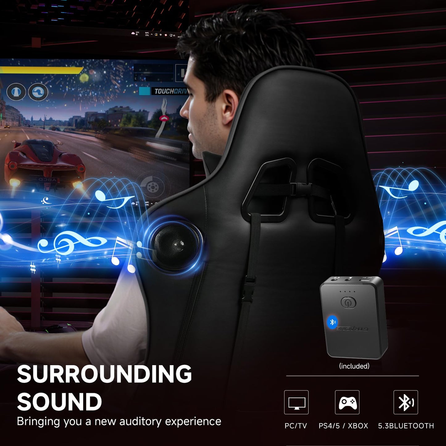 GTPLAYER Gaming Chair,Gamer Chair with Bluetooth and Adjustable Backrest,Seat Height Adjustable Computer Chairs with 3D Armrests,Video Game Chair with Footrest Speakers (Camouflage)