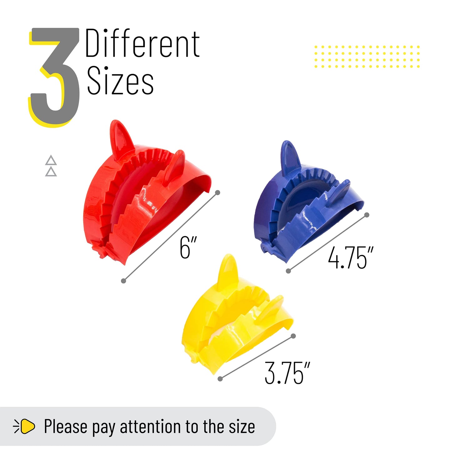 BTaT- Dough Press Set, 3 Pack, Empanada Press, Dough Press, Dumpling Press, Hand Pie Press, Mini Pie Press, Hand Pie Maker, Meat Pie Cutter, Pie Press, Pastry Press, Turnover Press, Christmas Gifts