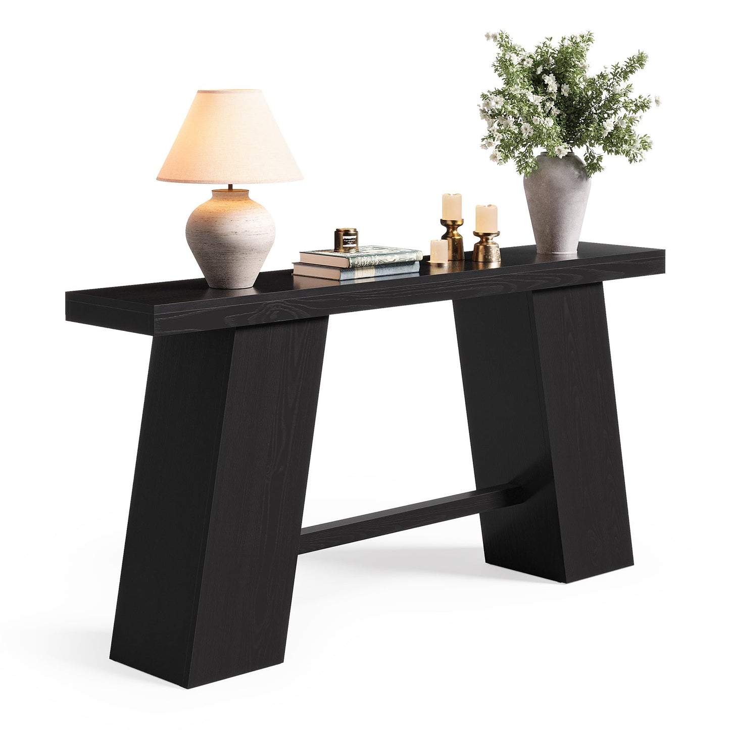 LITTLE TREE 70.8-Inch Long Black Console Table for Entryway, Narrow Modern Sofa Table for Entry, Hallway, Behind Couch, Living Room, Foyer, Entrance, Front Door