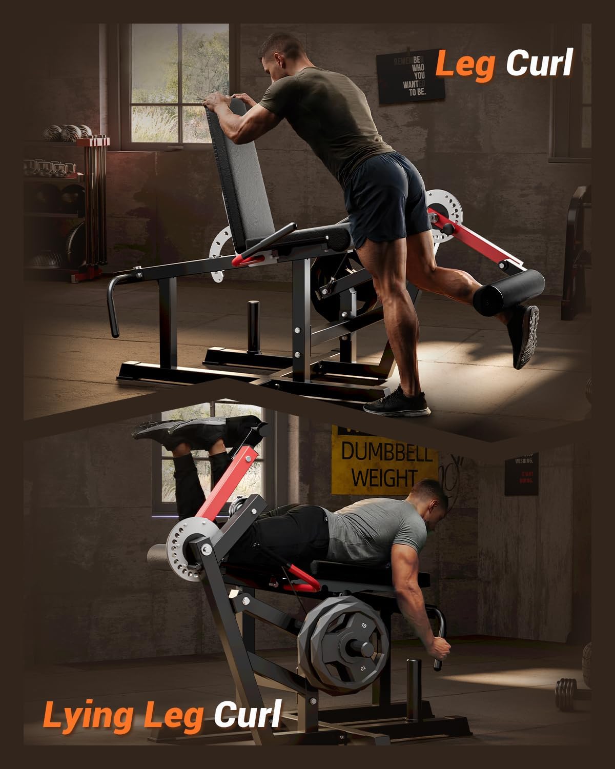 Leg Extension and Curl Machine, 630LBS Adjustable Leg Curl Machine, Seated Leg Lying Curl Machine for Home Gym, Leg Workout Equipment Compatible with Cable System Fit 1'' & 2'' Plates