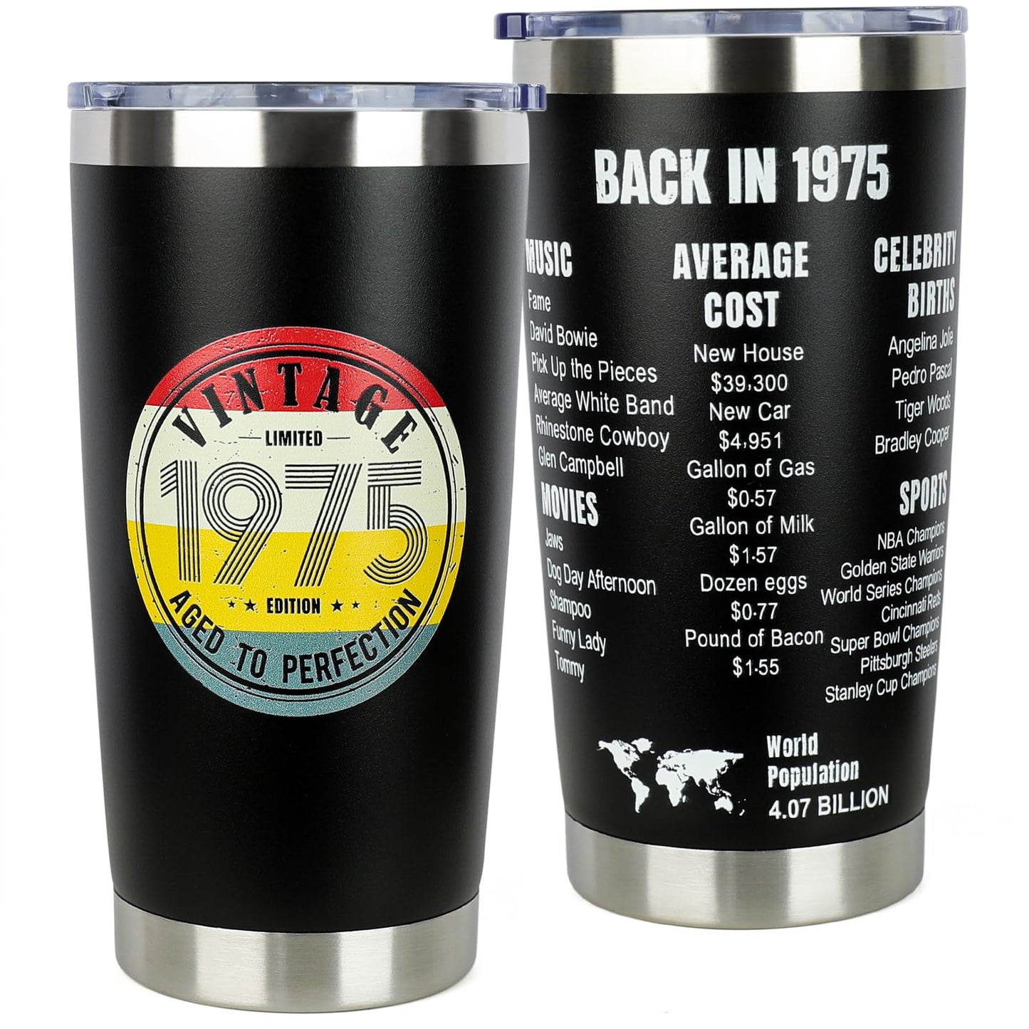 DECZHIYU 50th Birthday Gifts for Women Men - 1975 50th Birthday Decorations Gifts Ideas for Her Him - 50 Year Old Birthday Gift for Men Women Turning 50 Gift Ideas - 20oz Stainless Steel Tumbler