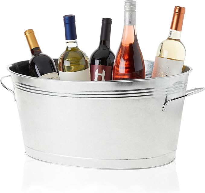 True Galvanized Tub, Large Ice Buckets for Parties, Beverage Cooler for Beer, Wine, Soda, Bottled Water, Rustic Beverage T...