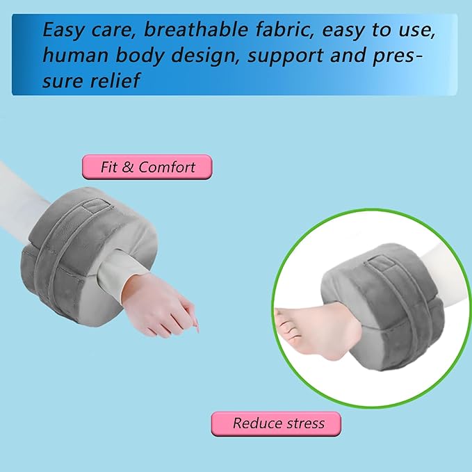 Foot & Ankle Elevation Pillow for Bed Sores & Surgery Recovery - High-Density Foam Heel Protectors with Washable Cover - Support Cushion for Elderly Care, Bedridden Patients & Post-Op Use (Small, 1PC)