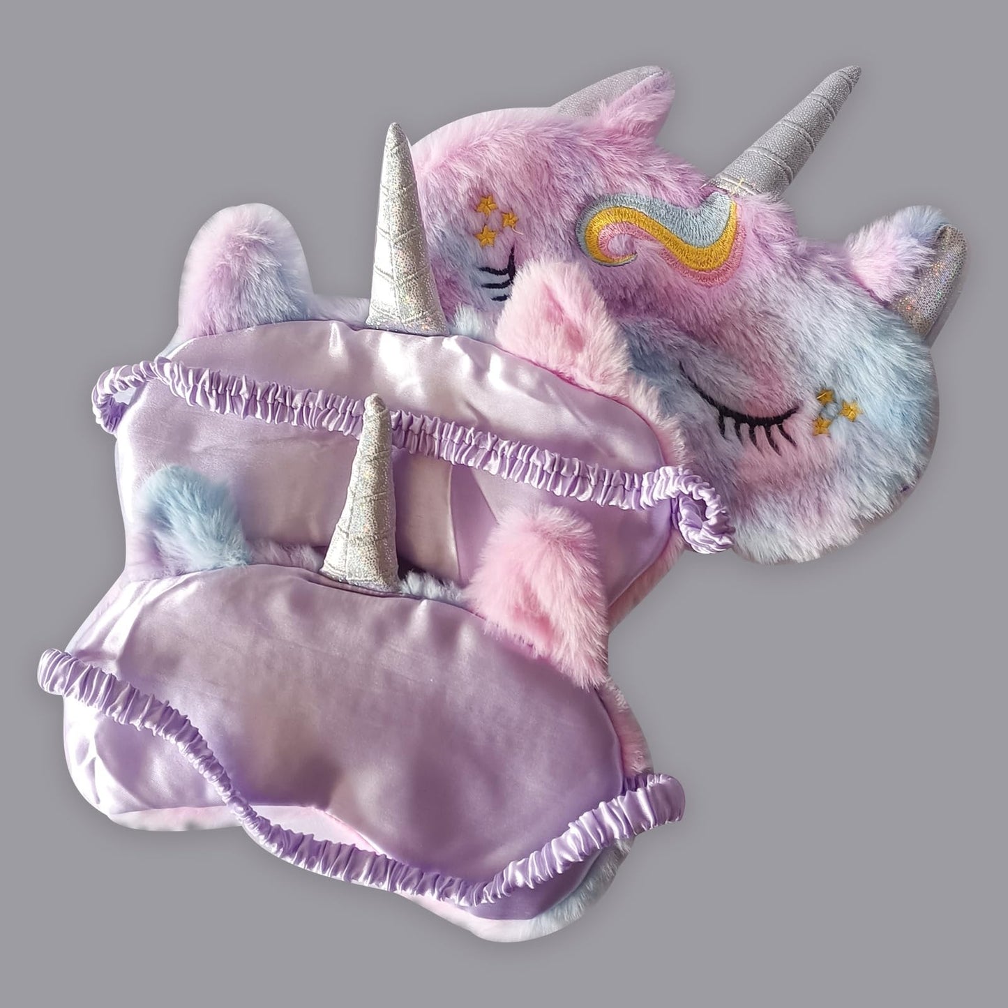 Cute Animal Sleeping Mask Soft Plush Blindfold Cute Rabbit Panda Koala Eye Cover Eyeshade for Kids Teens Girls Women (Purple Horse)