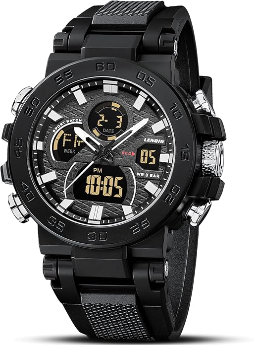 LN LENQIN Mens Watches Digital Military Watch for Men Stopwatch Army Survival Tactical Sports Outdoor Big Face Waterproof ...