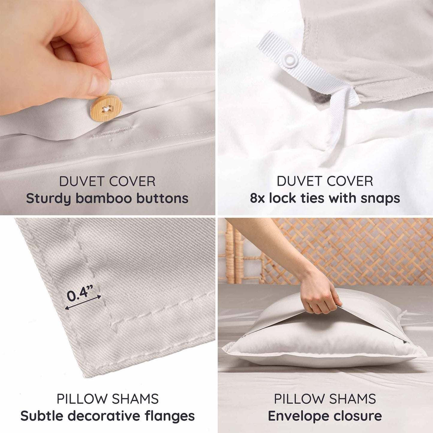 Bambaw 100% Viscose Derived from Bamboo Duvet Cover King Size – 3 Piece Cooling Duvet Cover Set King Size, Extra Soft & Breathable, No Comforter (Sand)