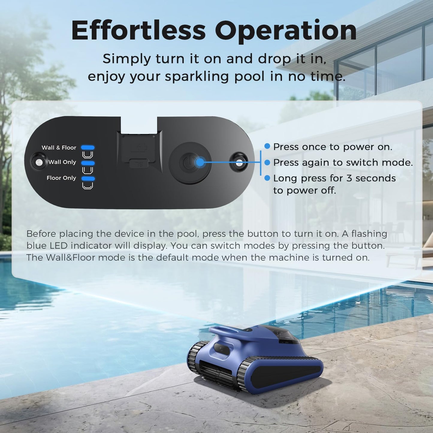 Automatic Robotic Pool Cleaner,3 in 1 Cordless Pool Vacuum for Inground Pools Floor&Wall&Waterline Cleaing up to 2150 SqFt,4800GPH Powerful Suction Robot Cleaner 180Min Battery Life,Track Drive