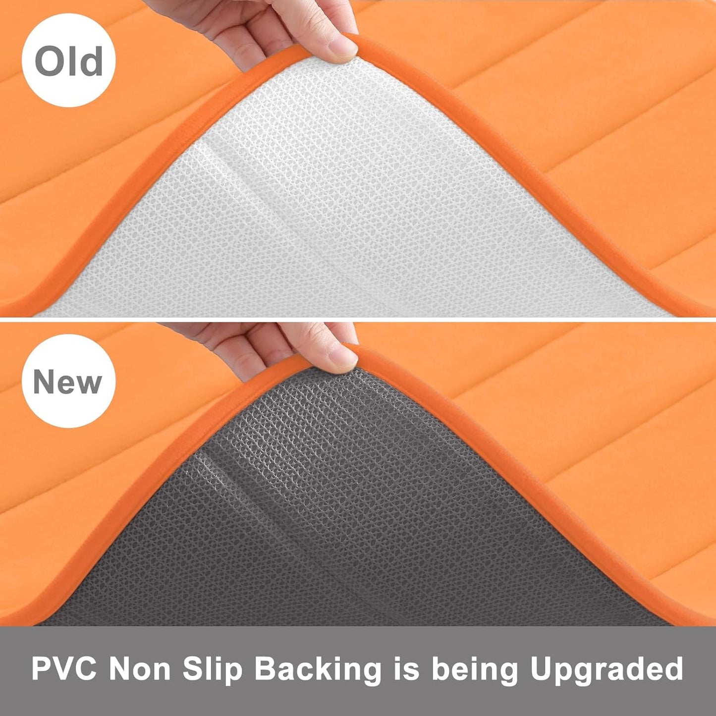 Buganda Memory Foam Bath Mat, 47" x 24", Ultra Soft and Non-Slip Bathroom Rugs, Water Absorbent and Machine Washable Bath Rug Runner for Bathroom, Shower, and Tub, Orange