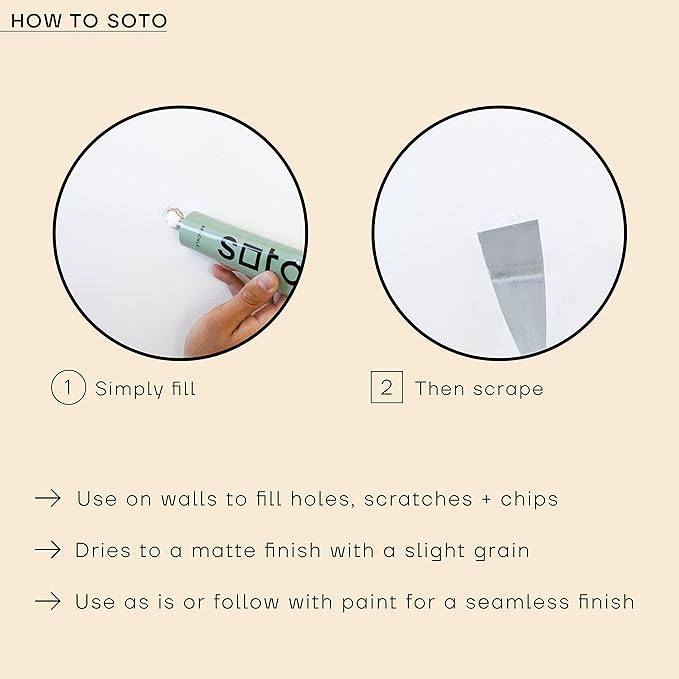 soto Small Hole Repair, White Spackle, 4 Ounces (No. 07 in Situ White) — High Strength Small Hole Filler for use on: Walls, Drywall, Ceiling, Furniture, Cabinets