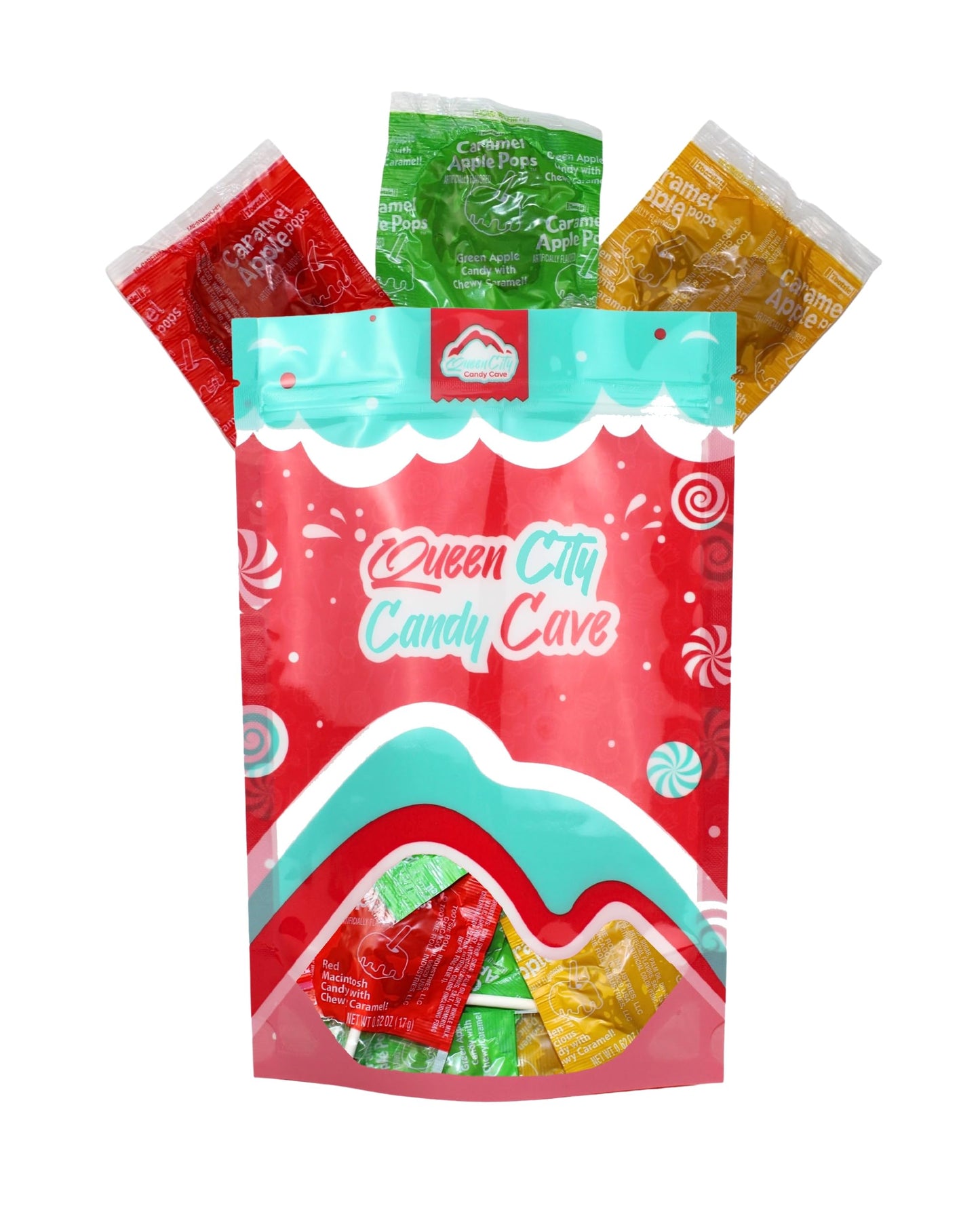 Assorted Caramel Apple Lollipops, Delicious Fall Flavored Caramel Apple Suckers Bulk, by Queen City Candy Cave (1 Pound)
