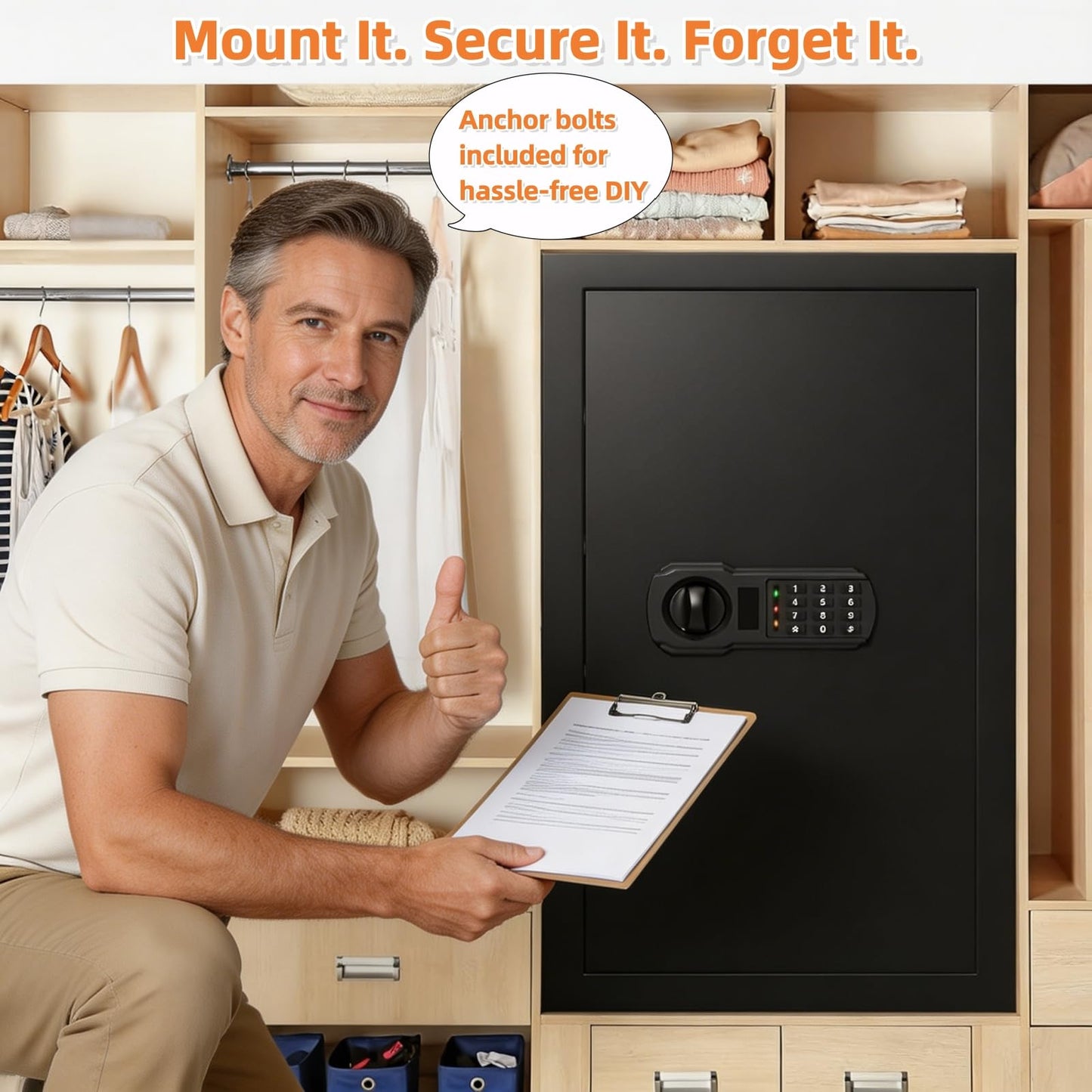 7.0 cu ft Large Safe Box for Home & Office, 27.56"H Anti-Theft Safety Box with A4 Fireproof Waterproof Bag, Combination Lock & Removable Steel Shelf, Security Document Safe for Cash Passport Medicine