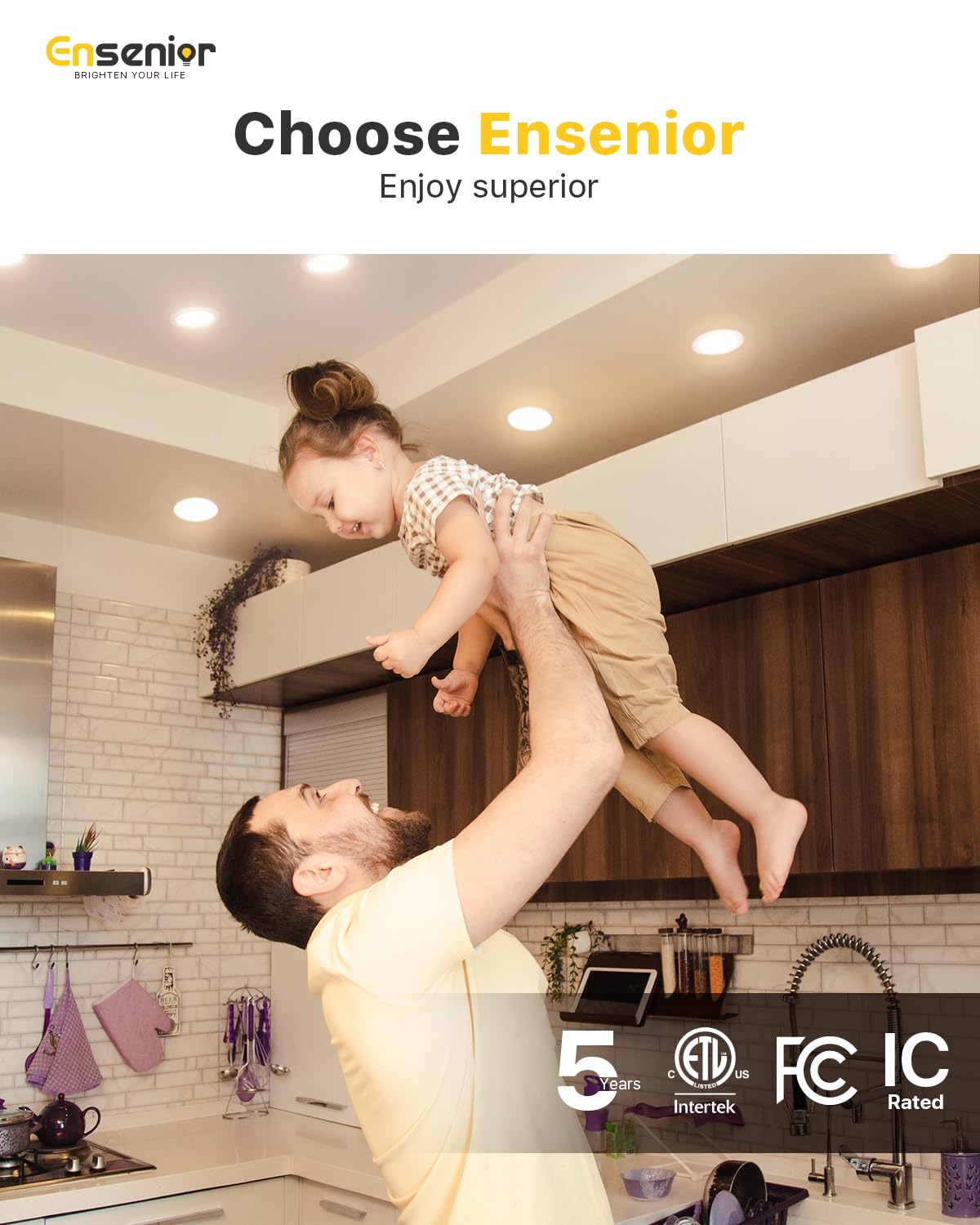 Ensenior 12 Pack 4 Inch LED Recessed Ceiling Light, Dimmable, 6000K Clear White, 750LM 9W 120V, High Brightness Canless Wafer Downlight - ETL&FCC&IC