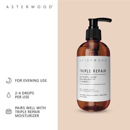 Asterwood Hyaluronic Acid Serum + Triple Repair Matrixyl 3000 (8 oz each)