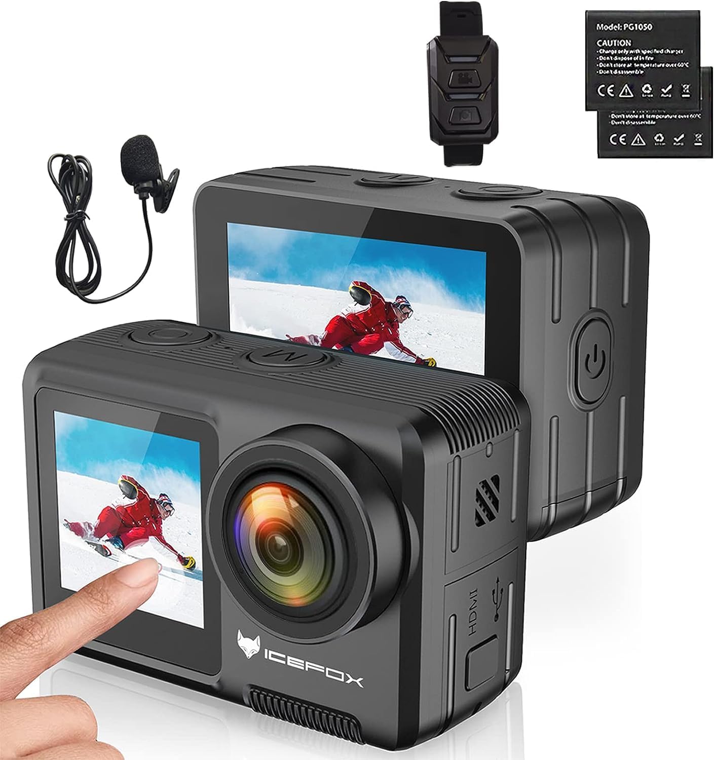 Icefox Action Camera 5K 30Fps 20Mp With Touch Screen, 98Ft Waterproof Underwater Camera, Eis 4X Zoom Adjustable View Angle Remot