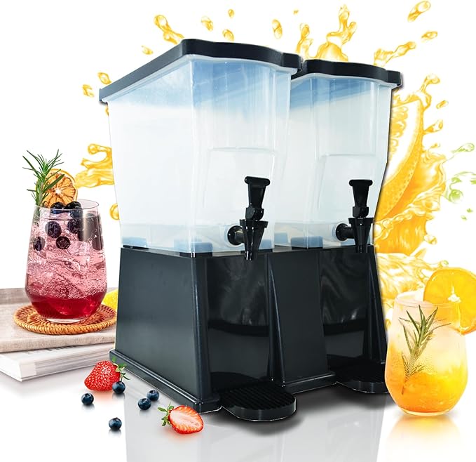 CLIVIA 6 Gallon Iced Beverage Dispenser, Commercial Drink Dispenser for Parties, 22L Plastic Juice Dispenser with Spigot L...