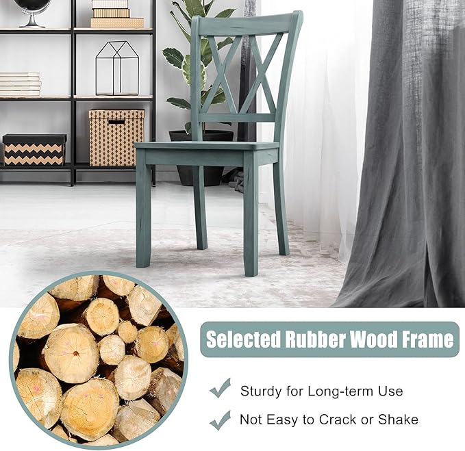 Giantex Set of 4 Dining Chairs, Rubber Wood Dining Room Chair, Farmhouse Dining Side Chairs, Max Load 400 Lbs, Wooden Kitchen Chairs for Home Kitchen, Dining Room