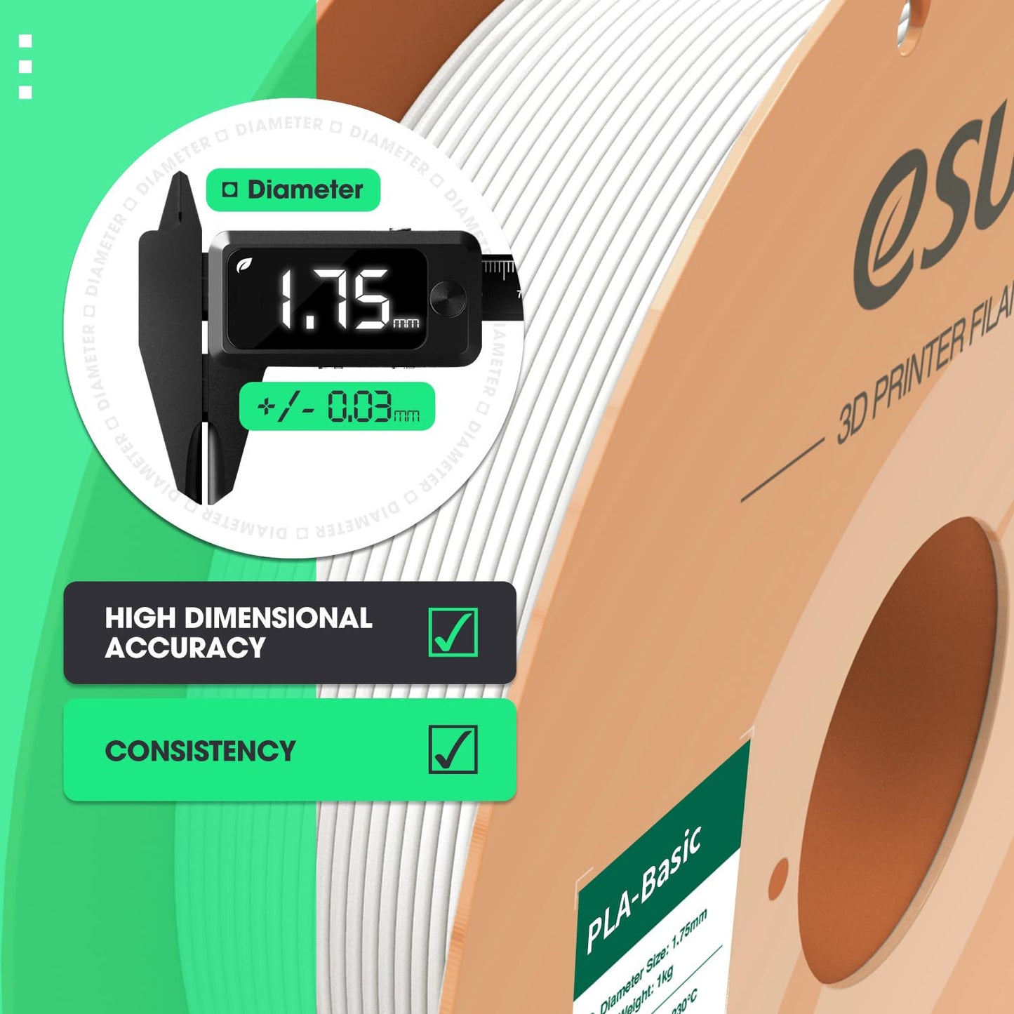 eSUN PLA Basic Filament 1.75mm, 1KG Spool (2.2 LBS) High Speed Printing 3D Printer PLA Filament,Designed for Fast Printing, Blue