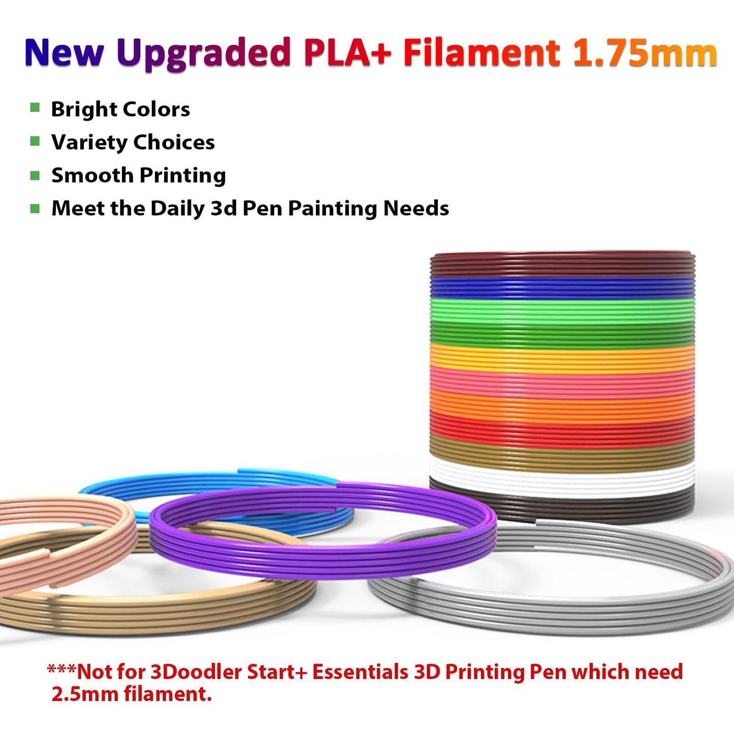 dikale 16-Color 320ft PLA 3D Pen Filament Refills - 1.75mm, Kids Safe, 250 Stencils eBook - for SCRIB3D P1 and MYNT3D Pens